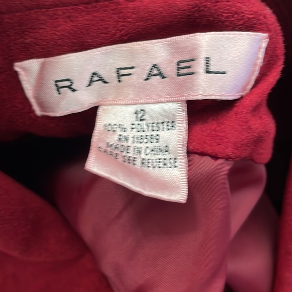 Red Ruffled Blazer with Hook Front Closure / Brand Rafael: Size 12 / Lightweight - Picture 9 of 9